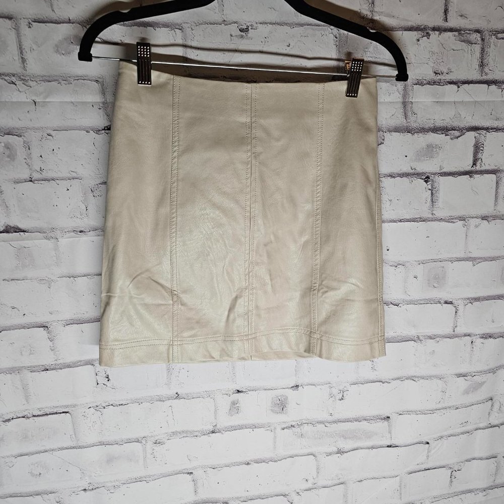 Faux Leather Cream Skirt